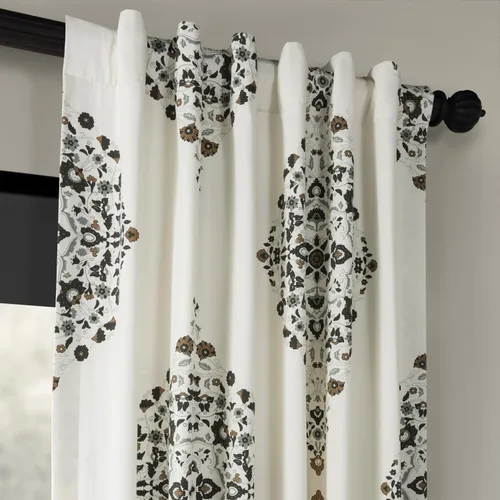 Miniatura 4 de HPD Half Price Drapes Cortinas florales de algodón de lujo con estampado de 84 pulgadas de largo (1 panel), modernas cortinas de oscurecimiento