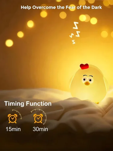 Miniatura 3 de L LOHAS LED Luz nocturna, lámpara de silicona para pollitos lindos,3 niveles regulable,30 minutos temporizador luz nocturna, luz nocturna táctil