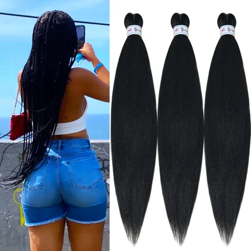 Miniatura 65 de Cabello para Trenzar Naranja Jengibre Pre-Estirado Kanekalo Cabello para Trenzar Pre-estirado 26 pulgadas Extensiones de Cabello Sintético