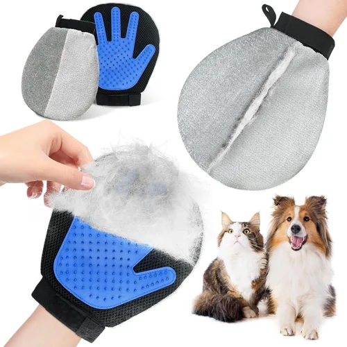 Miniatura 6 de Guante de aseo para mascotas, cepillo removedor de pelo suave y eficiente para mascotas, guantes de masaje para mascotas, mano izquierda y derecha