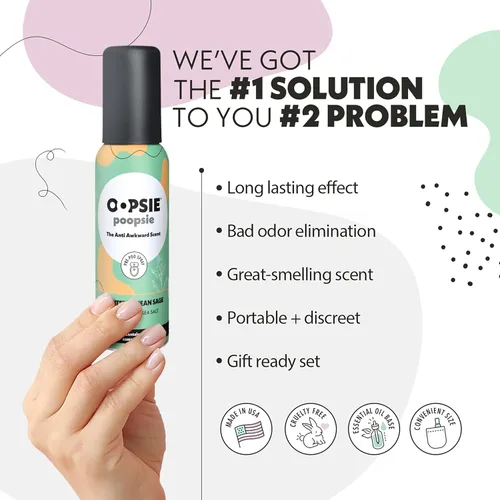 Miniatura 2 de Oopsie Poopsie Aerosol para inodoro, artículos esenciales de viaje, cada uno hasta 300 usos, desodorante de olor de baño con aceites esenciales