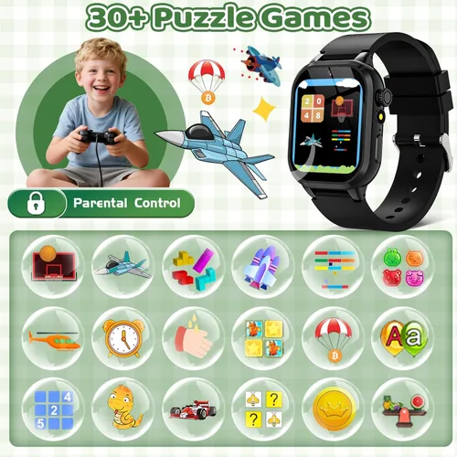 Miniatura 3 de OVV Reloj inteligente de juegos para niños, pantalla táctil HD de 1.54 pulgadas, más de 30 juegos educativos, cámara, podómetro, alarma, reproductor