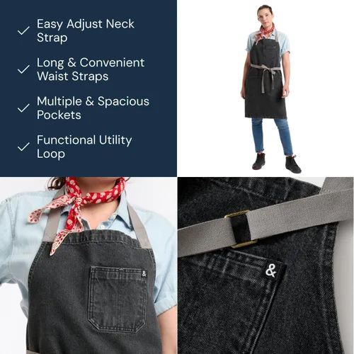 Miniatura 4 de hedley & bennett Essential Apron - Professional Chef Apron with Pockets & Adjustable Bib Strap for Cooking & Grilling