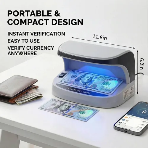 Miniatura 3 de Detector de billetes falsificados con luz LED UV, la máquina de verificación de facturas proporciona luz UV avanzada para identificar rápidamente
