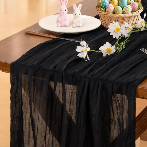 Miniatura 14 de Socomi - 10 caminos de mesa de gasa, estilo bohemio y rústico, para primavera, Pascua, bodas, fiestas, baby showers, cumpleaños y decoración, 120