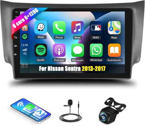 Miniatura 10 de [8 Core 4G+64G] Qualcomm Radio de coche para Nissan Sentra 2013-2017 estéreo de coche con CarPlay Android Auto, Android 13 10 pulgadas pantalla