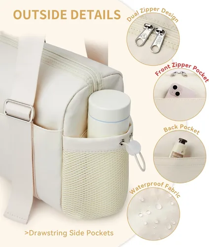 Miniatura 6 de WLLWOO - Bolsa de gimnasio pequeña con bolsillo húmedo para mujer, bolsa de lona para yoga, bolsa de entrenamiento ligera para baile, fines