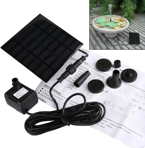 CYDZSW Bomba de fuente de agua solar para baño de pájaros, estanque de peces de energía solar, fuentes al aire libre, kit de fuente de piscina de