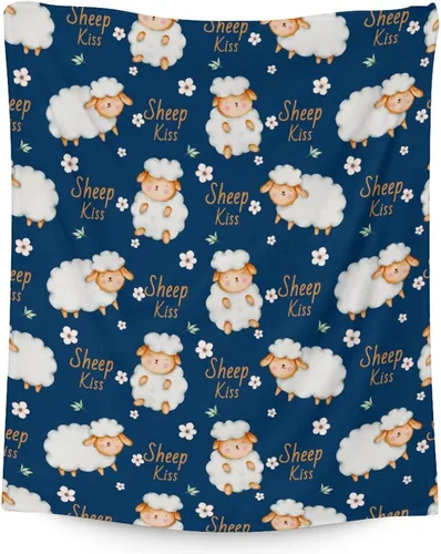 Miniatura 19 de Manta de oveja – Suave, mullida y cálida – Manta de tamaño regazo de 30 x 40 pulgadas para sofá, oficina, bonito regalo blanco para niños y niñas