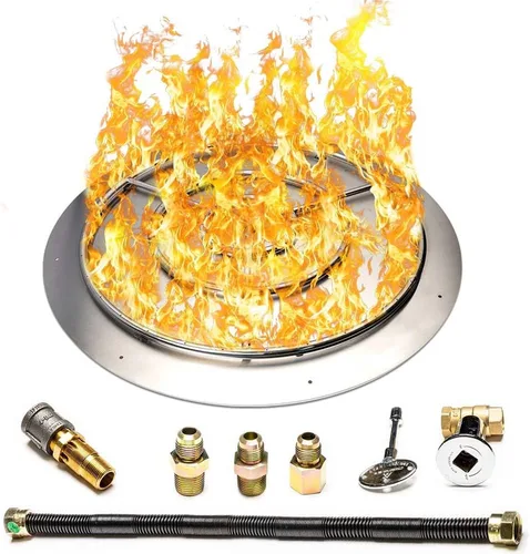 Miniatura 41 de Kit de quemador de acero inoxidable y anillo Pro con encendido por chispa para fogatas de gas natural, sartén de 36 pulgadas, anillo de quemador