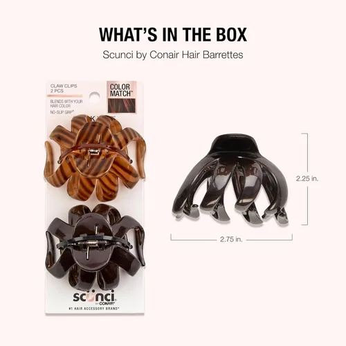 Miniatura 7 de Scunci by Conair - Pinzas de garra para mujer, accesorios para el cabello para mujer, pinzas para cabello grueso, clip de garra, color negro y Negro