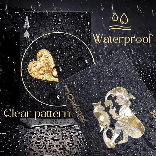 Miniatura 3 de Magic Kiss Cartas de póquer de papel de aluminio impermeables, baraja de naipes de plástico para regalo (3 barajas (oro + oro rosa + negro))