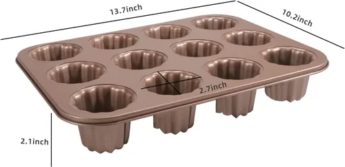 Miniatura 2 de Molde de canele antiadherente de acero al carbono con 12 cavidades, color dorado