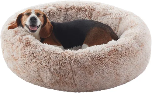 Miniatura 24 de Cama para Perros con Forma de Dona de 45 Pulgadas para Perros Extra Grandes, Cama Redonda Esponjosa Calmante Jumbo para Mascotas con Funda Removible
