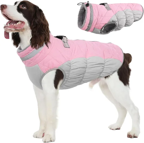 Miniatura 30 de FUAMEY - Chaqueta de invierno para perro, chaleco acolchado con arnés, ropa cálida para mascotas, abrigo con cremallera, impermeable, para perros