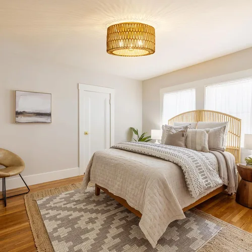 Miniatura 3 de Lámpara de techo de ratán, 3 lámparas de techo tejidas bohemias modernas, lámpara de techo bohemia de montaje empotrado para dormitorio, sala