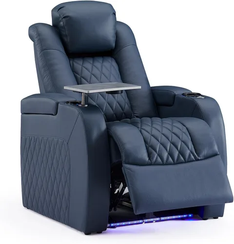 Miniatura 31 de Weilianda Asientos de Cine en Casa de Cuero de Grano Superior Silla Reclinable con Reposacabezas Eléctrico y Reclinación Asientos de Película Sofá