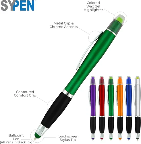 Miniatura 2 de SyPen Bolígrafos personalizados con resaltador de gel y lápiz capacitivo, paquete de 200 unidades, impresión a granel, resaltador bíblico de 3