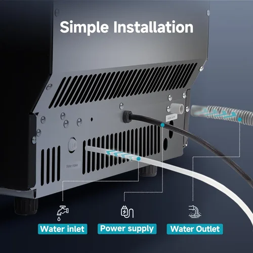 Miniatura 4 de EUHOMY Máquina comercial para hacer hielo creciente, hielo en forma de luna, máquina de hielo bajo encimera de acero inoxidable de 100 libras/24