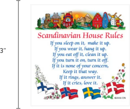 Miniatura 2 de Essence of Europe Gifts Imán de cocina con reglas de la casa sueca
