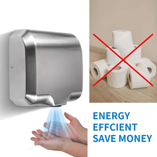 Miniatura 5 de Goetland Secador de manos comercial de acero inoxidable 1800w automático de alta velocidad resistente con pulido mate, paquete de 2