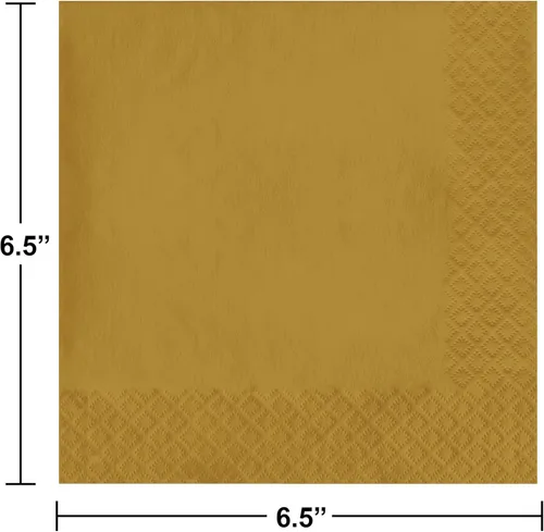 Miniatura 2 de Creative Converting 663276B Toque de color - Servilletas de papel de 2 capas para almuerzo (50 unidades), dorado brillante, 16.5 cm x 16.5 cm Oro