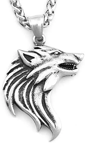 Miniatura 4 de Colgante de lobo Fenrir vikingo, regalo para hombres y mujeres, cadena de acero inoxidable, amuleto de plata potente talismán