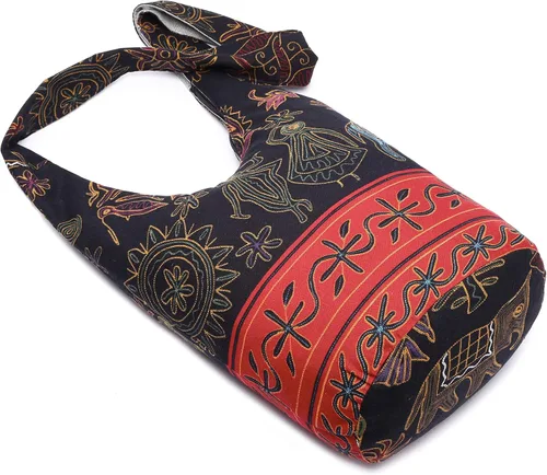 Miniatura 25 de Bolsa de hombro para mujer, de lona en estilo hippie/bohemio para llevar cruzada al hombro, disponible en diferentes colores y estampados
