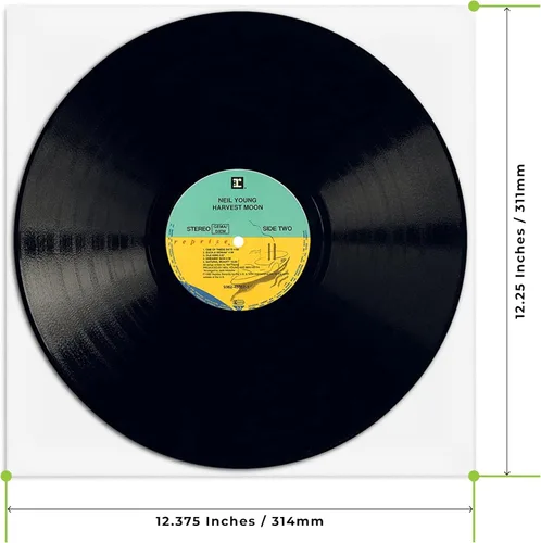 Miniatura 5 de TunePhonik Chaquetas de disco de vinilo LP de 12 pulgadas, revestimiento blanco sin agujero central, paquete de 25 unidades, fabricadas en Estados