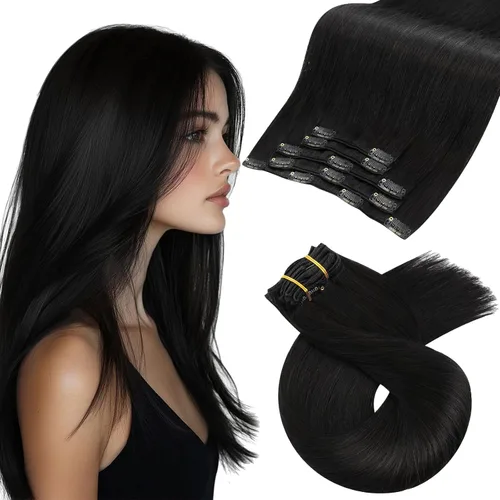Miniatura 66 de Moresoo Extensiones de cabello humano Remy con clip, color rubio platino, extensiones de cabello humano real de doble trama, color rubio #60, 18
