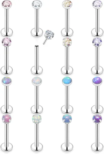 Piercing de labio de acero inoxidable para mujer, calibre 16, 18, 0.71 oz, sin rosca, joyería de labret Monroe, joyería de piercing Medusa, joyería