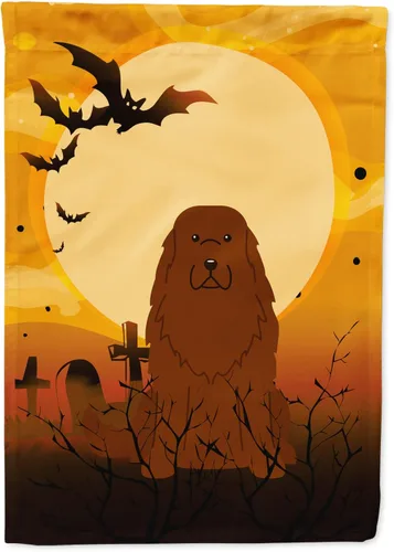 Miniatura 261 de Caroline's Treasures BB4307GF - Bandera de Halloween Airedale para jardín, bandera decorativa para patio exterior, obras de arte de patio, macizos