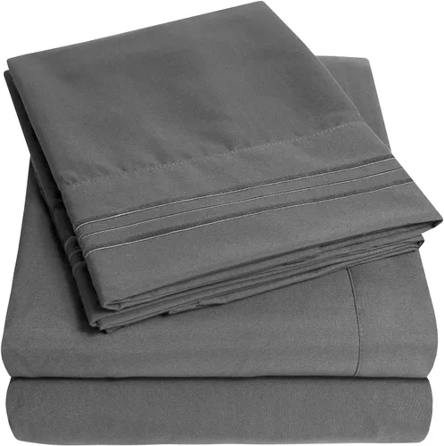 Miniatura 8 de Juego de sábanas y fundas de almohada de la colección 1500 Supreme, tamaño Queen, estampado Paisley gris - Juego de sábanas y fundas de almohada