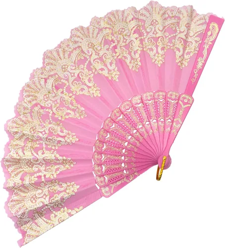 Miniatura 13 de EOSAU Abanicos plegables chinos de mano para mujeres, plegables a granel para fiestas, bodas, iglesias, bailes (10 colores mezclados)