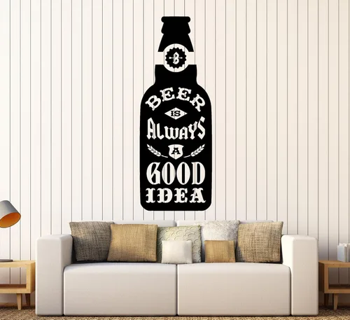 Grande de Vinilo calcomanía decorativo para pared cita de botella de cerveza pub bar Alcohol salón pegatinas decoración grande (ig4436)