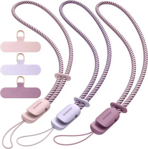 SURPHY Paquete de 3 correas de muñeca para teléfono con lengüeta de sujeción para teléfono celular, correa para teléfono celular, correa para A-