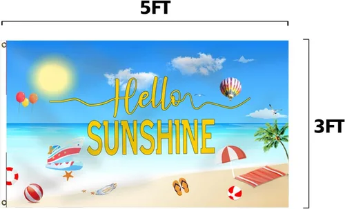 Miniatura 2 de Bandera de sol de verano de 3 x 5 pies, decoración de playa de verano, bandera de fiesta, lona de poliéster para decoración al aire libre con ojales