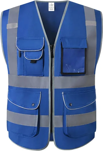 Miniatura 4 de XIAKE Chaleco de seguridad reflectante de alta visibilidad con 9 bolsillos clase 2 para hombres y mujeres, cumple con las normas ANSI/ISEA