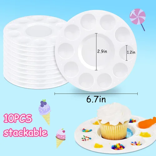 Miniatura 5 de AIERSA Platos decorativos para cupcakes para fiestas infantiles, bandeja de decoración para cupcakes con 10 pozos para chispas de postre, 10