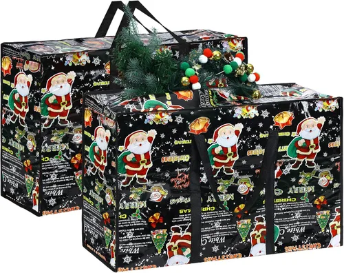 2 piezas bolsas de almacenamiento de adornos de Navidad, bolsas de almacenamiento para árbol de Navidad de 27 x 20 pulgadas, bolsa de adornos con