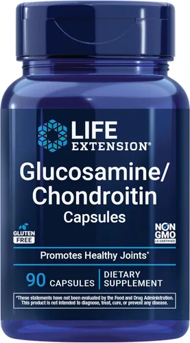 Life Extension Cápsulas de glucosamina/condroitina para articulaciones y cartílago saludables, sin OMG, sin gluten, 90 cápsulas