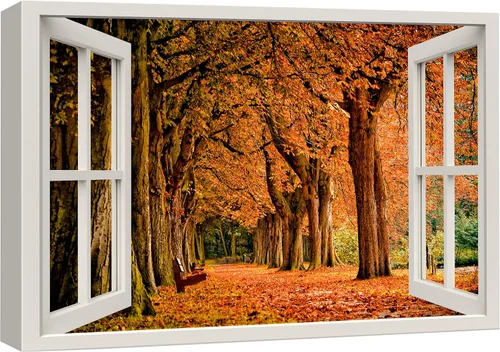 Miniatura 19 de Cuadro decorativo con diseño de ventana moderna blanca con vista, de la marca Wall26®