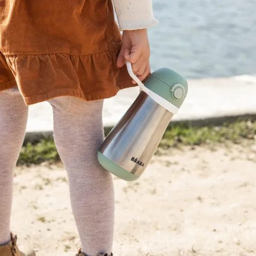 Miniatura 4 de BEABA - Botella de agua para niños con aislamiento de acero inoxidable, termo con boquilla a prueba de derrames y parte superior cerrada, perfecta