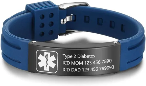 Miniatura 7 de OPALSTOCK Pulseras médicas personalizadas de silicona ajustable para identificación de emergencias, grabado gratuito, 9 pulgadas, resistente al