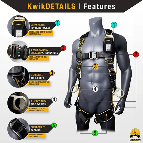 Miniatura 3 de KwikSafety - Fall Protection Safety Harness - Construction & Roofing Fall Arrest Safety Harnesses - ANSI OSHA Compliant