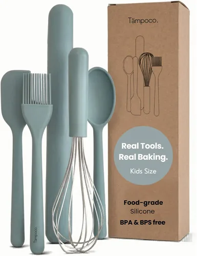 Tampoco Real Kids - Juego de cocina y hornear – Herramientas de cocina Montessori para cocinar de verdad con utensilios de silicona aptos para