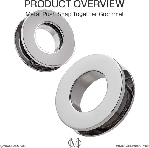 Miniatura 5 de CRAFTMEMORE Anillos de metal a presión con ojales de superficie plana, anillos tóricos para bolso, fácil instalación, paquete de 4 (0.433 in