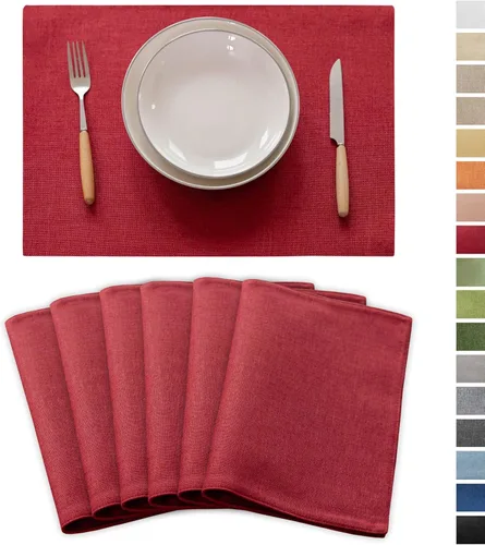 Miniatura 21 de Demetex Juego de 4 manteles individuales de lino resistentes al calor, manteles individuales de arpillera para comedor, cocina, banquete, lino claro