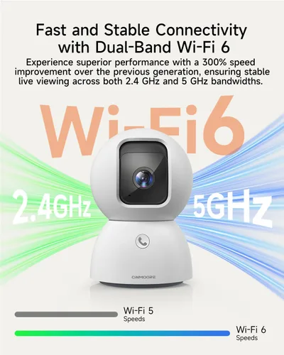 Miniatura 6 de Cámara de seguridad inteligente 3K para interiores con detección de IA humana/mascota/facial, cobertura panorámica de 360°, audio de 2 vías, Wi-Fi