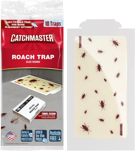 Catchmaster Tablas de pegamento para trampas para cucarachas, 10 unidades, atrapa insectos, escorpión, araña, grillo y cucarachas para el hogar,